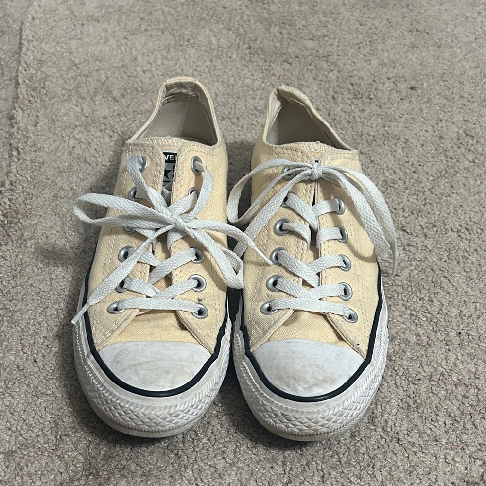 Converse Cream Canvas Sneakers with White Accents